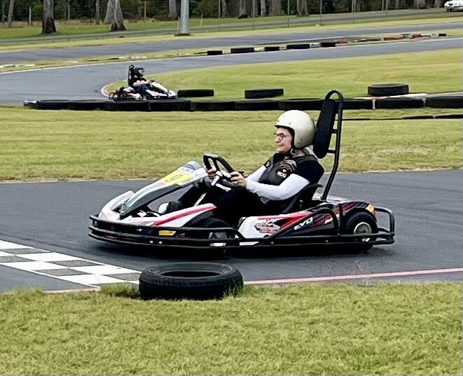 A go-kart on track during the Chapter Challenge in Nanango