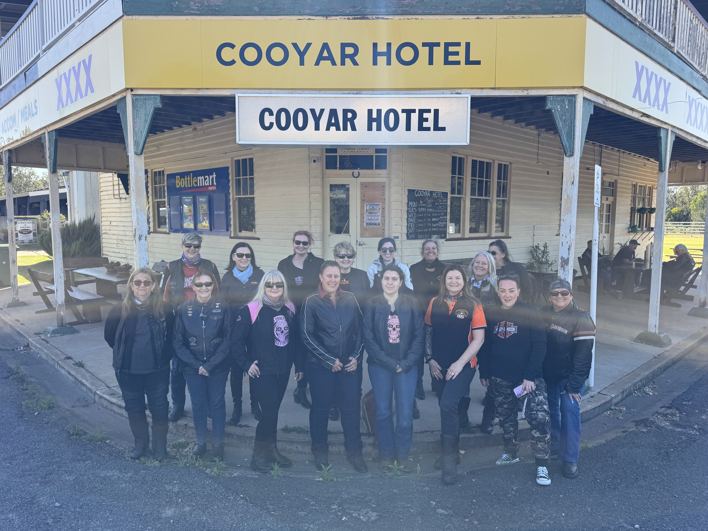 GAHOG Ladies of Harley outside the Cooyar Hotel