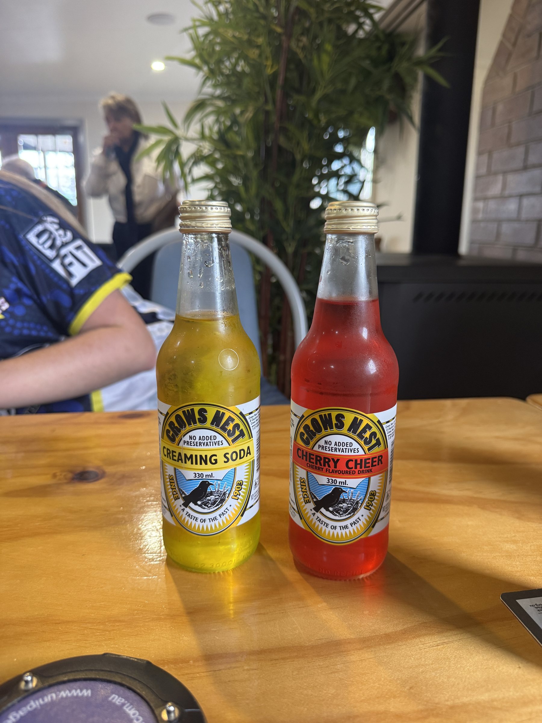 Crows Nest locally made soft drinks on the lunch table.