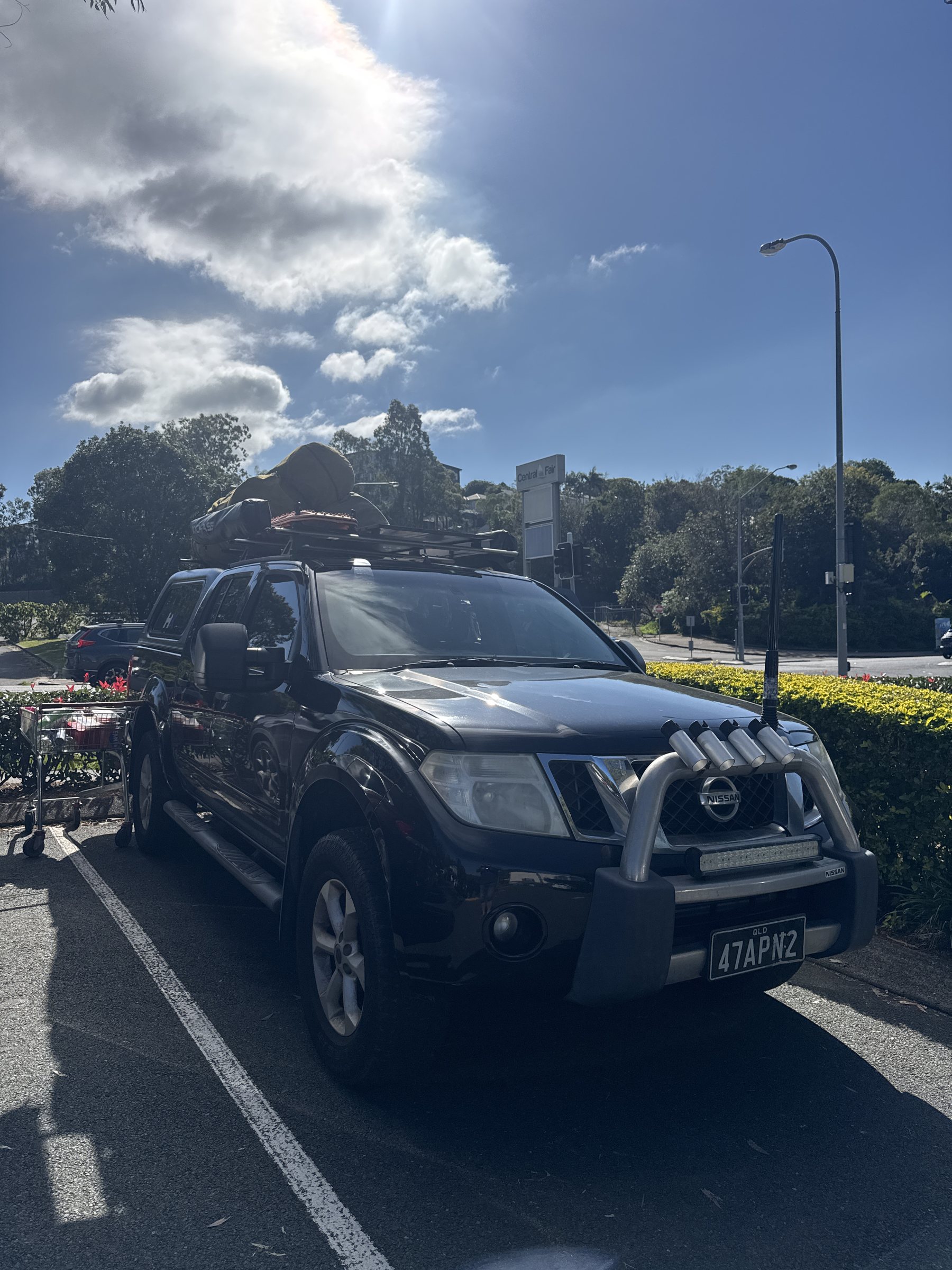 Navara packed with camping gear before the Dalby trip.