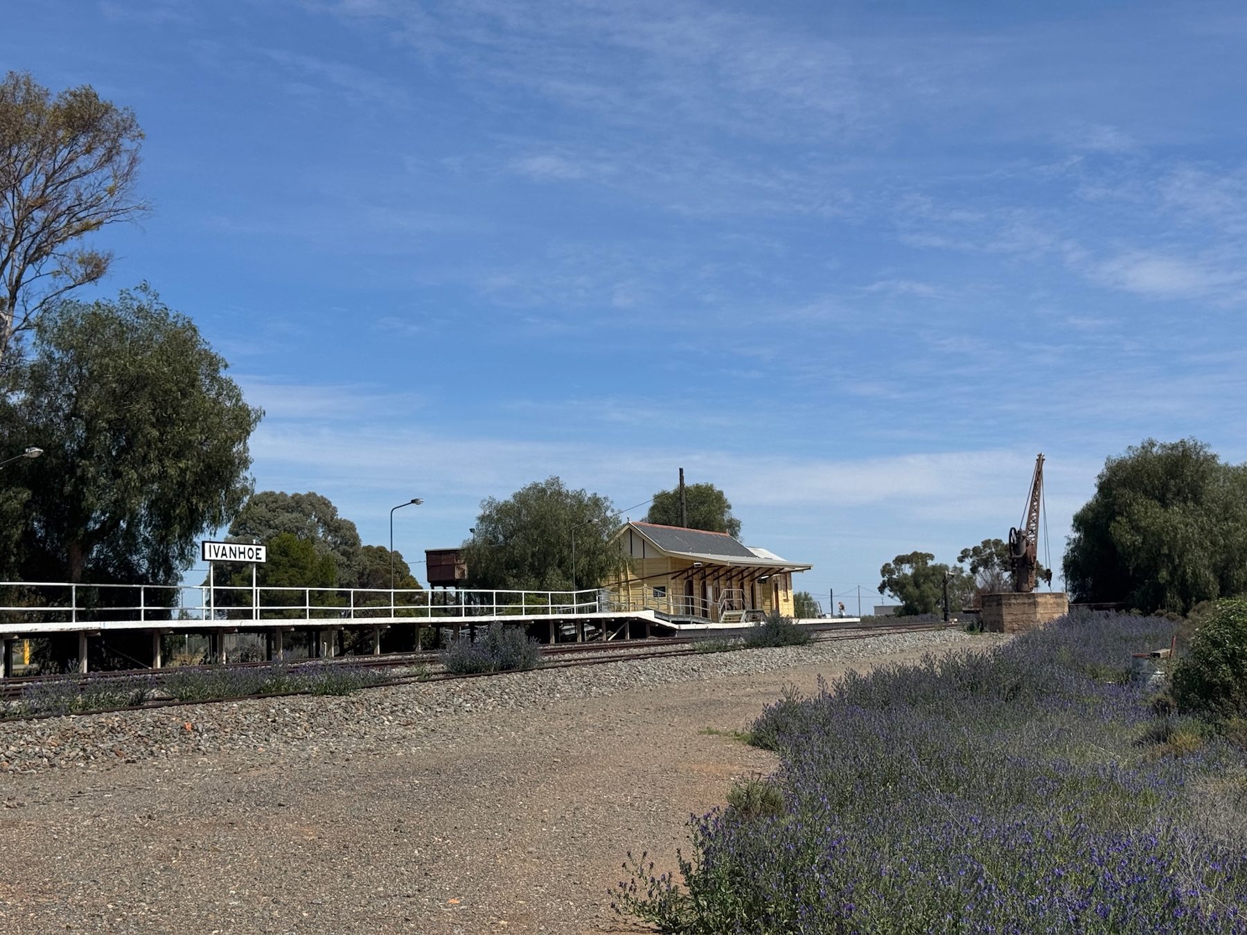 The railway platform and station precinct at Ivanhoe.