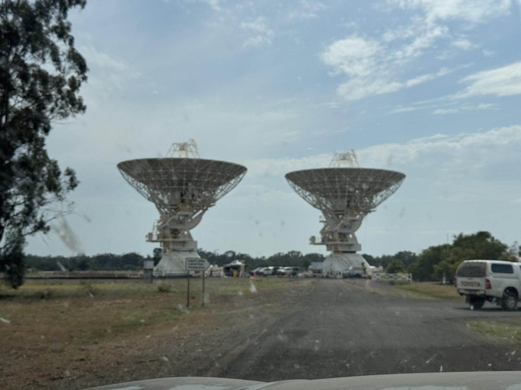 Australia Telescope Compact Array dishes from the access road.