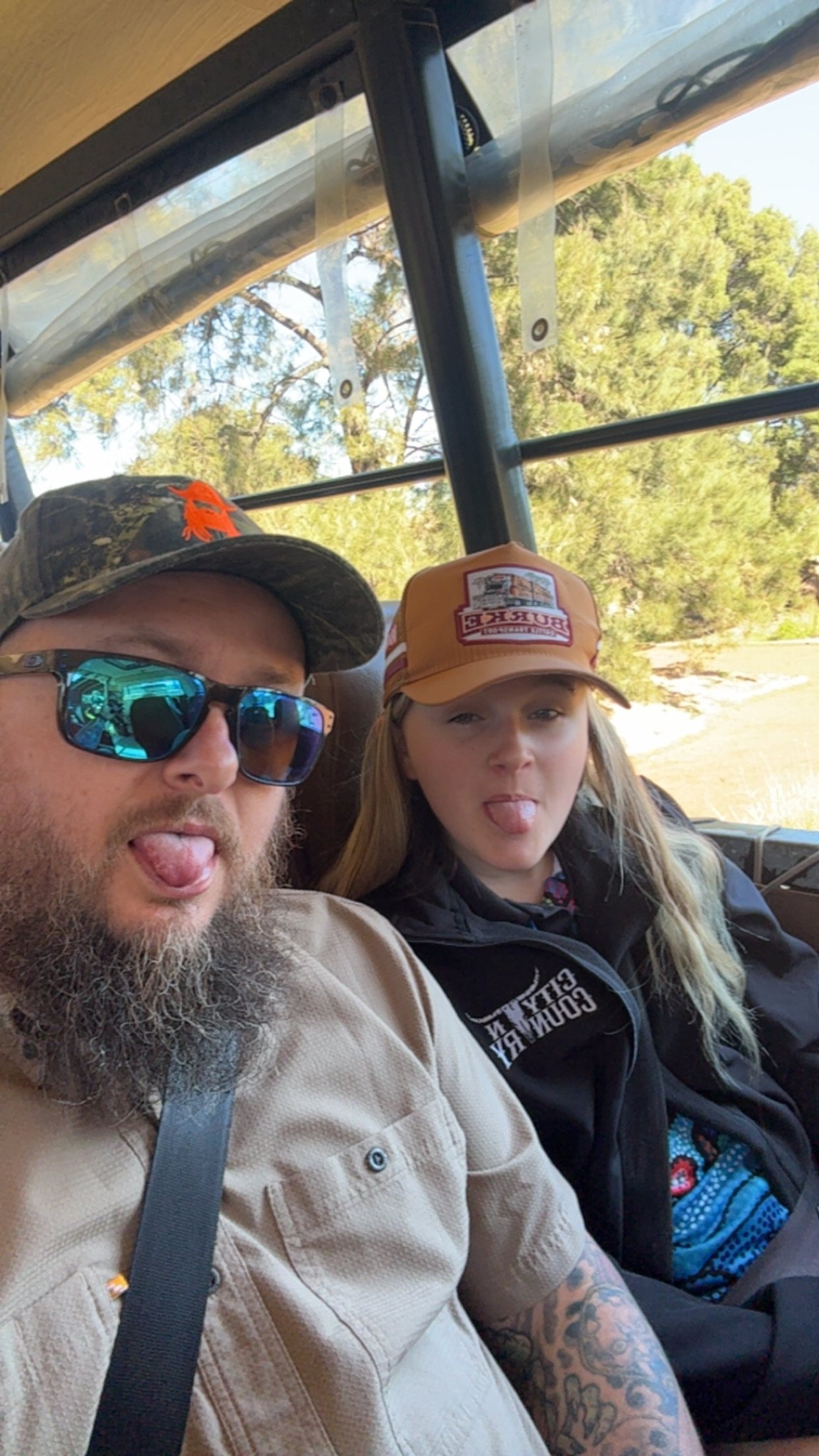 Playful family selfie at Dubbo zoo